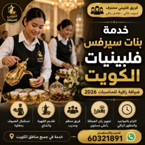احجز أفضل خدمة فلبينيات ضيافة الكويت مع فريق ضيافة محترف لاستقبال الضيوف وتقديم المشروبات في جميع المناسبات داخل الكويت. لتقديم القهوة والشاي واستقبال الضيوف في الحفلات والمناسبات